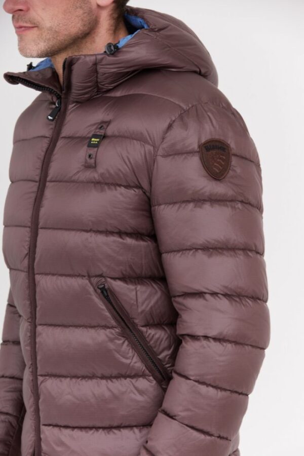 BLAUER Brązowa puchowa kurtka męska Virgil z kapturem