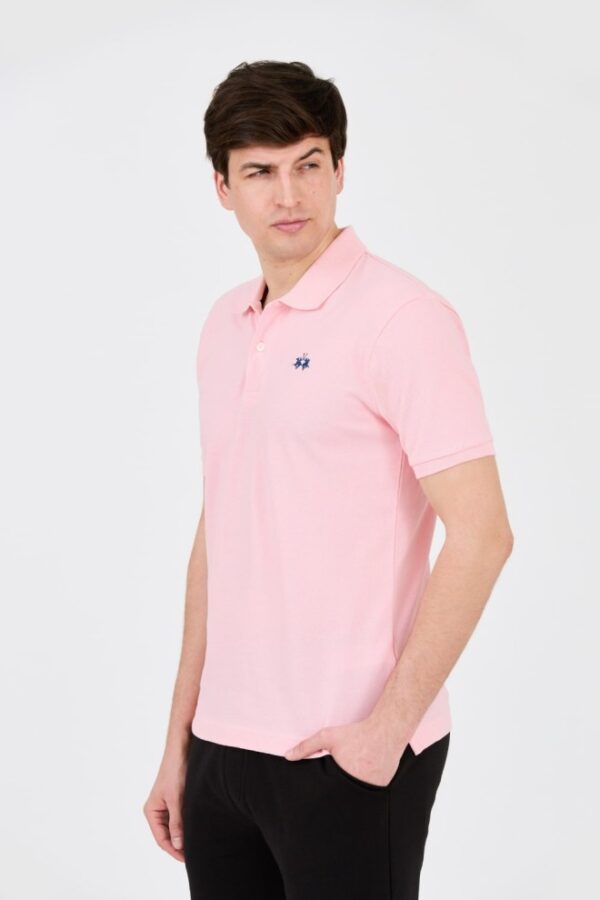 LA MARTINA Różowe męskie polo z małym logo