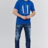 ARMANI EXCHANGE Niebieski t-shirt męski z dużym logo