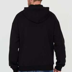 JUST CAVALLI Czarna męska bluza z kapturem Mix Patches