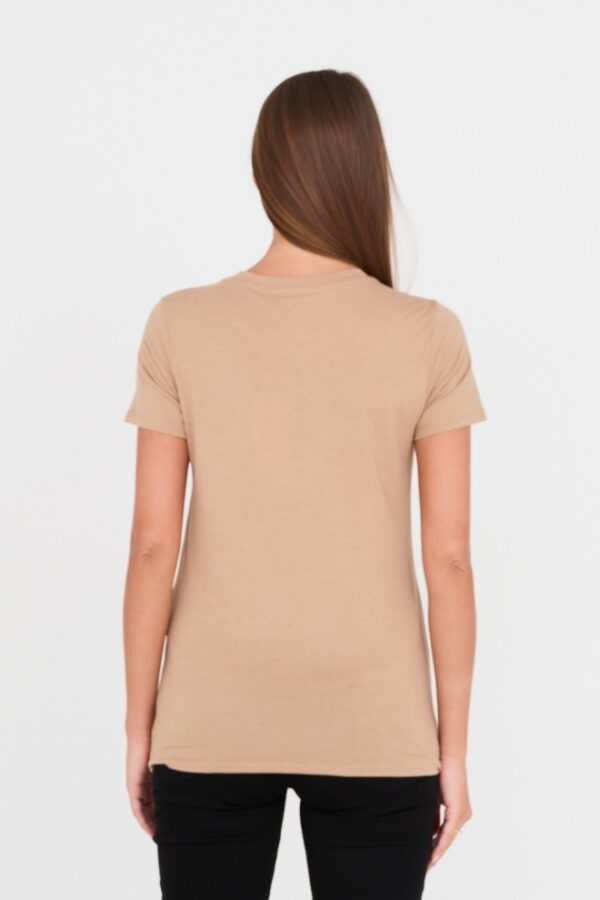 GUESS Brązowy damski t-shirt bawełniany z wilkiem