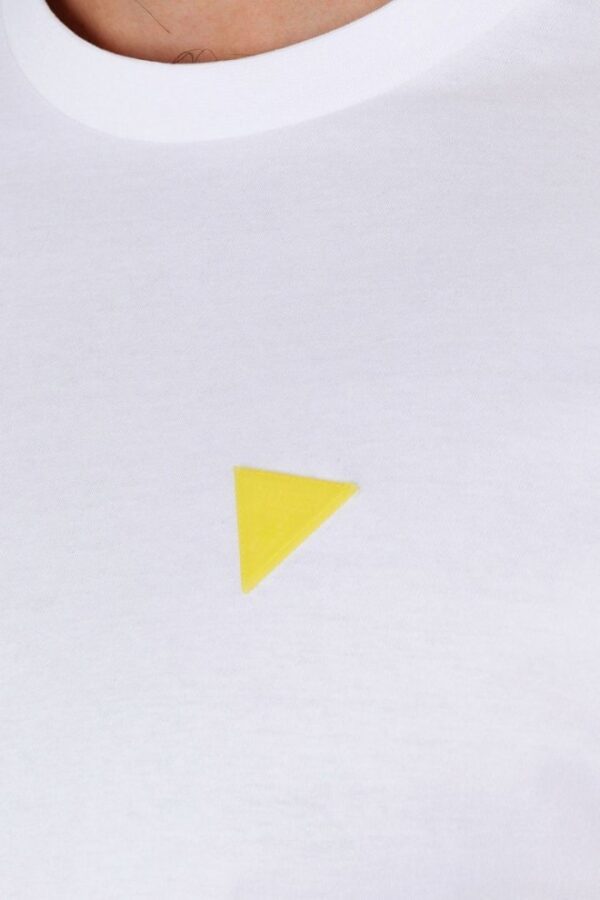 GUESS Biały bawełniany t-shirt męski z żółtym logo