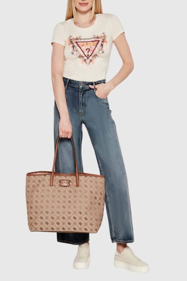 GUESS Beżowa shopperka damska Neda Large 2 In 1