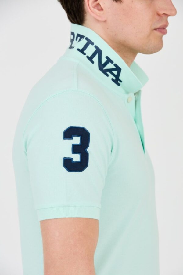 LA MARTINA Miętowe męskie polo z małym logo