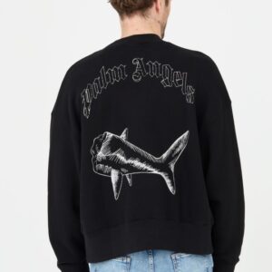 PALM ANGELS Czarna męska bluza Split Shark Crew