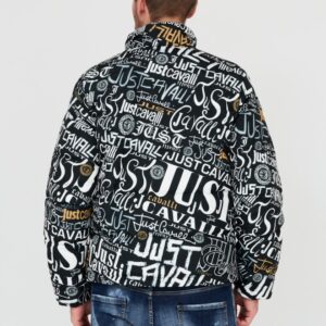 JUST CAVALLI Czarna męska kurtka Print Lettering