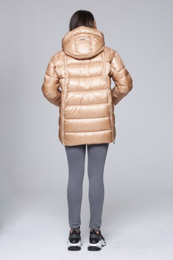 3002bb5111379e61e0bac9c7f5aa875033b7a64a DIEGO M Beżowa damska kurtka puchowa z kapturem, Rozmiar 36 EU - 40 IT