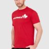 DSQUARED2 Czerwony męski bawełniany t-shirt z dużym logo