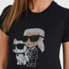 KARL LAGERFELD Czarny damski t-shirt Ikonik 2.0
