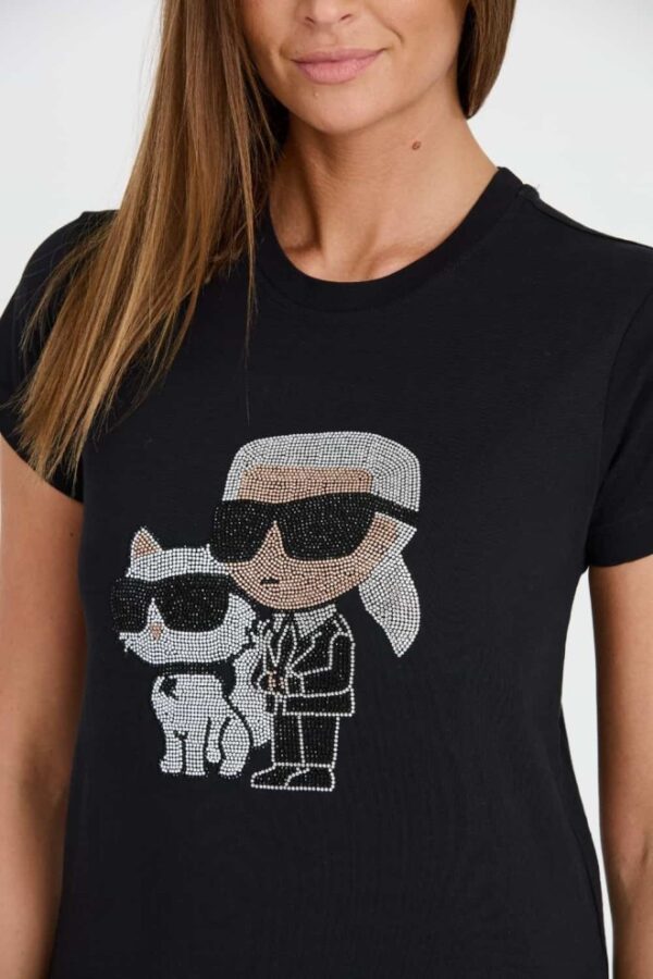 KARL LAGERFELD Czarny damski t-shirt Ikonik 2.0