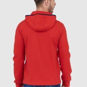 AERONAUTICA MILITARE Czerwona bluza męska z kapturem i suwakiem