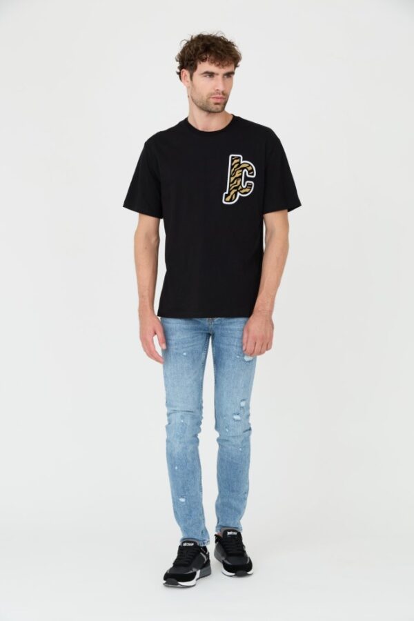 JUST CAVALLI Czarny męski T-shirt R Patch JC