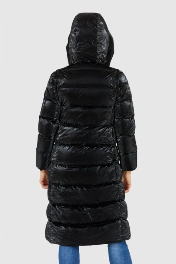 HETREGO Czarny damski błyszczący płaszcz puchowy z odpinanymi rękawami Summer, Rozmiar 36 EU - 40 IT