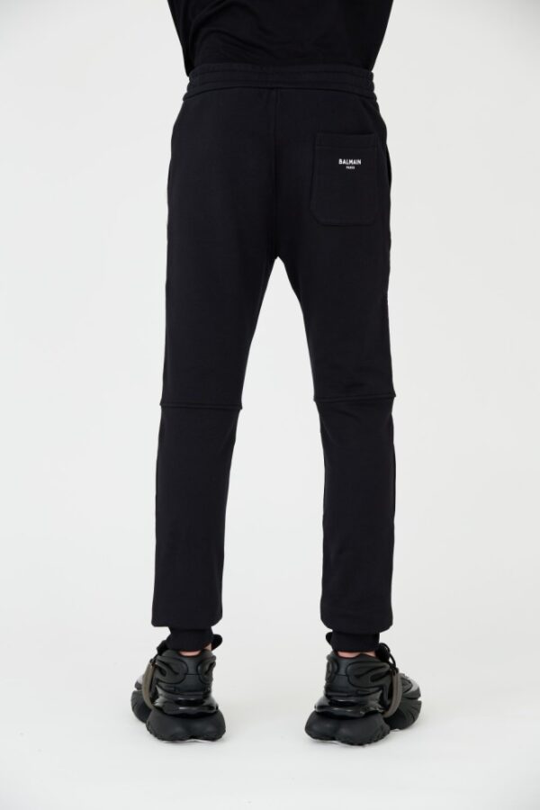 BALMAIN Czarne męskie spodnie dresowe Ribbed Flock Sweatpants