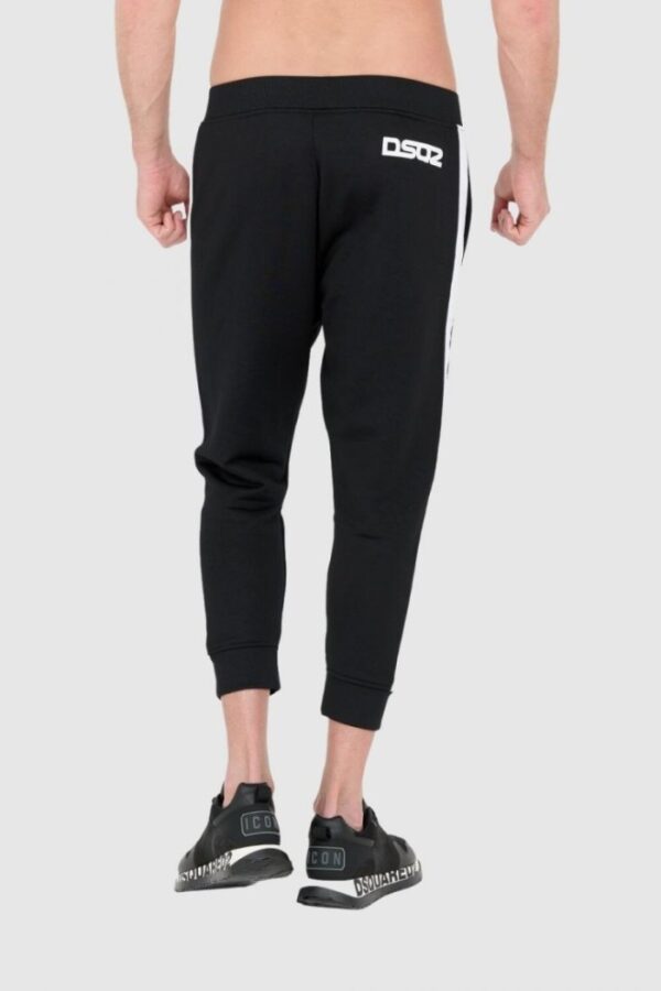 DSQUARED2 Czarne męskie dresy z białymi lampasami
