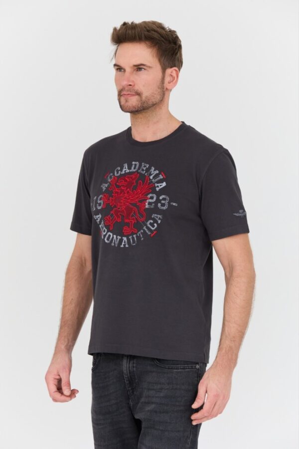 AERONAUTICA MILITARE Szary bawełniany męski t-shirt M.C