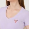 GUESS Lawendowy damski t-shirt Mini Triangle Tee