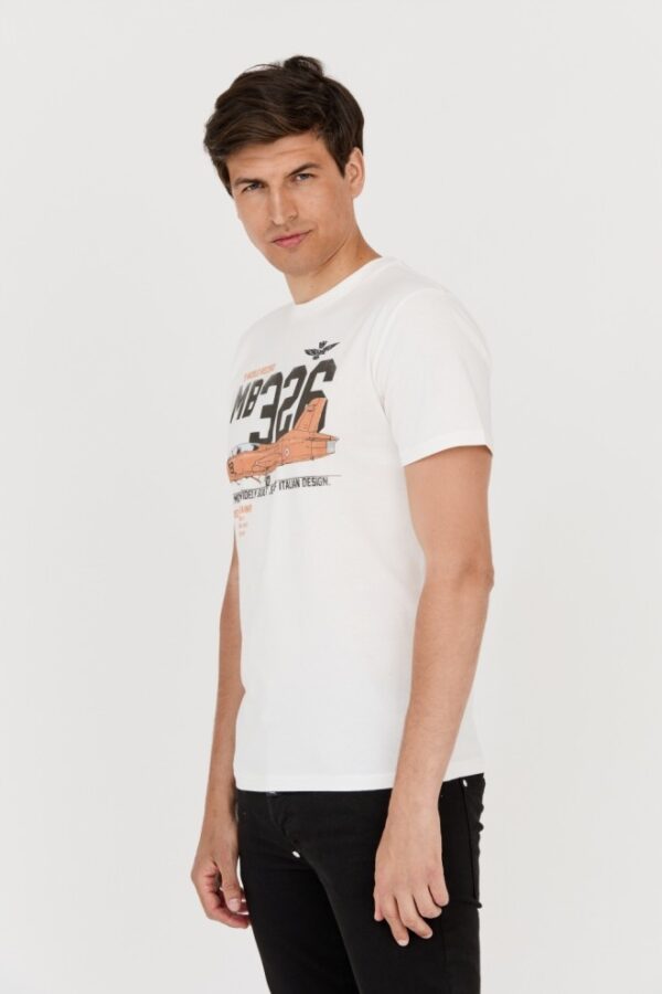 AERONAUTICA MILITARE Biały bawełniany t-shirt męski