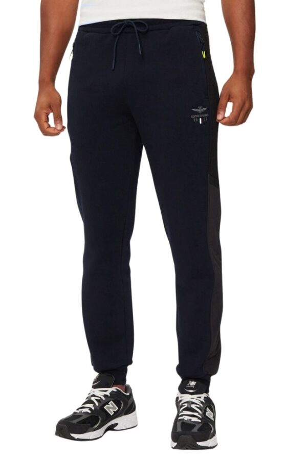 AERONAUTICA MILITARE Granatowe męskie spodnie dresowe With Mesh