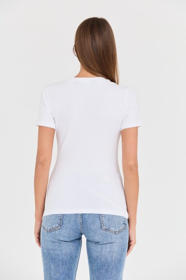 JUST CAVALLI Biały damski t-shirt Logo Gold