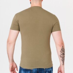 34d860e7952925886f0dfff8a78374dfe9163959 GUESS Khaki t-shirt męski w serek z elastanem