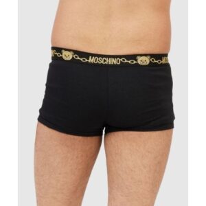 MOSCHINO Czarne bokserki męskie z brokatowym logo