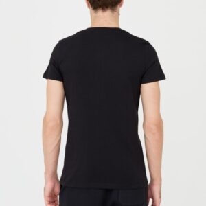 BALMAIN Czarny męski T-shirt z czerwonym logo