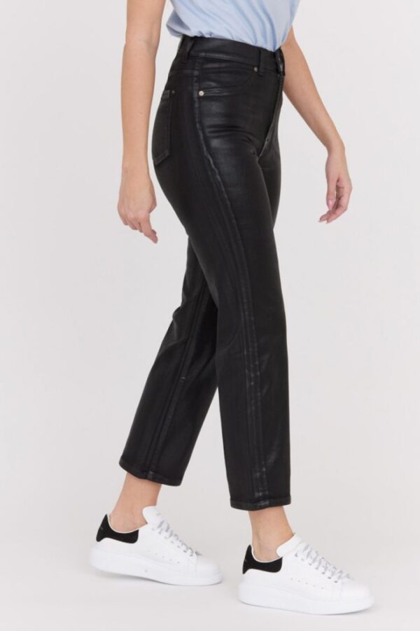 7 FOR ALL MANKIND Czarne błyszczące spodnie damskie Logan Stovepipe Supshicoa