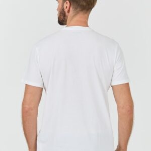 GUESS Biały męski t-shirt bawełniany z dużym logo Clsc Tri Logo