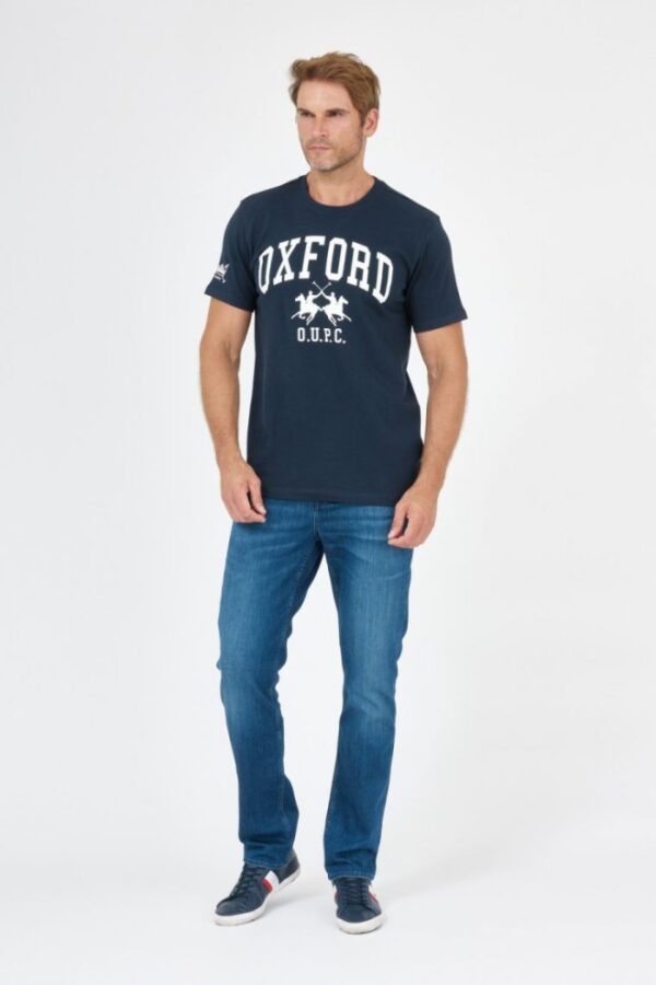 LA MARTINA Granatowy t-shirt męski z dużym logo