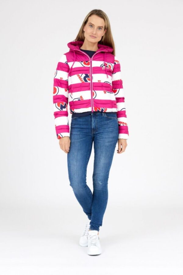 INVICTA Różowa kurtka damska w białe pasy i logo