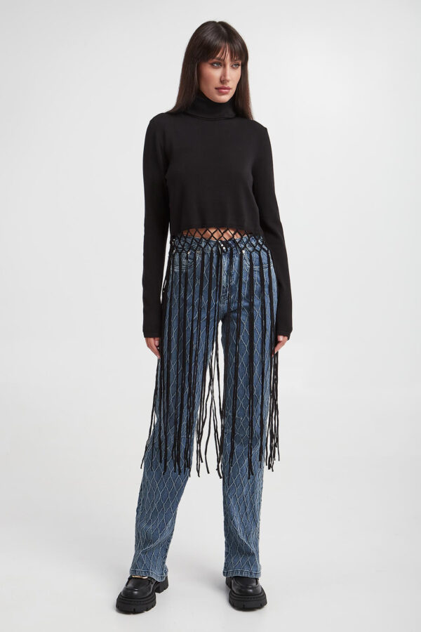 Golf damski z frędzlami GESTUZ