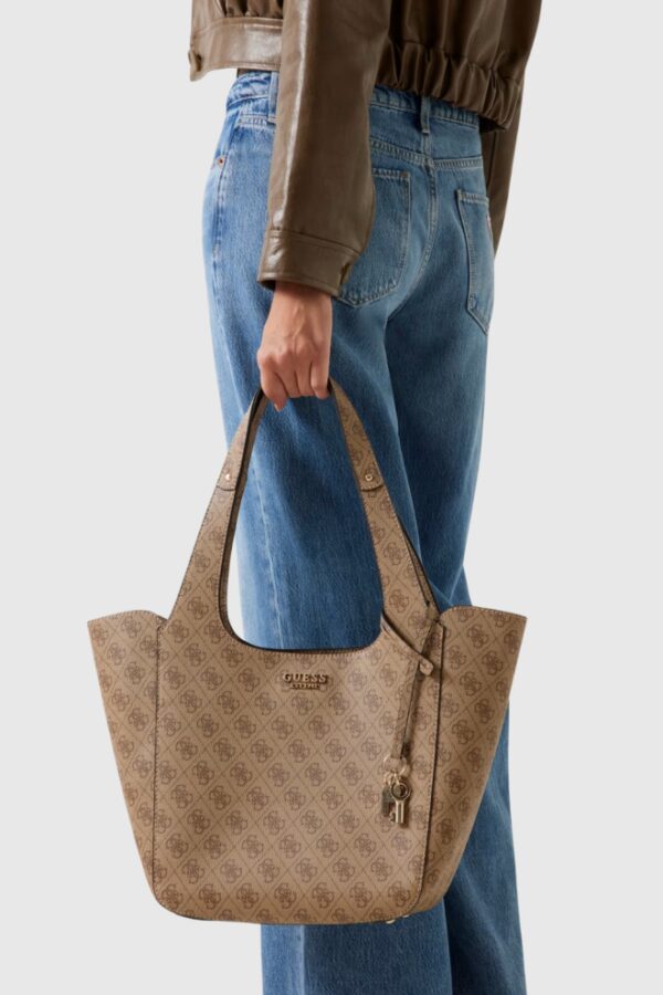 GUESS Beżowa shopperka damska Calista 2 In 1