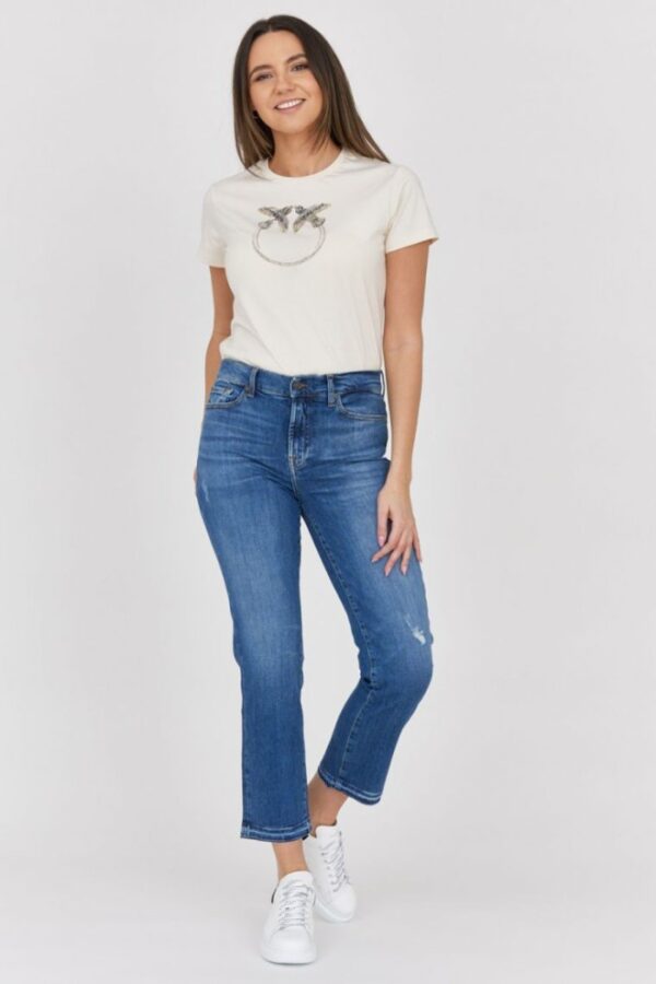 7 FOR ALL MANKIND Niebieskie jeansy damskie THE STRAIGHT CROP SLIM ILLUSION