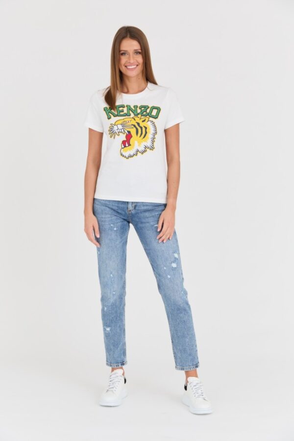 KENZO Biały damski t-shirt Tiger Varsity crewneck