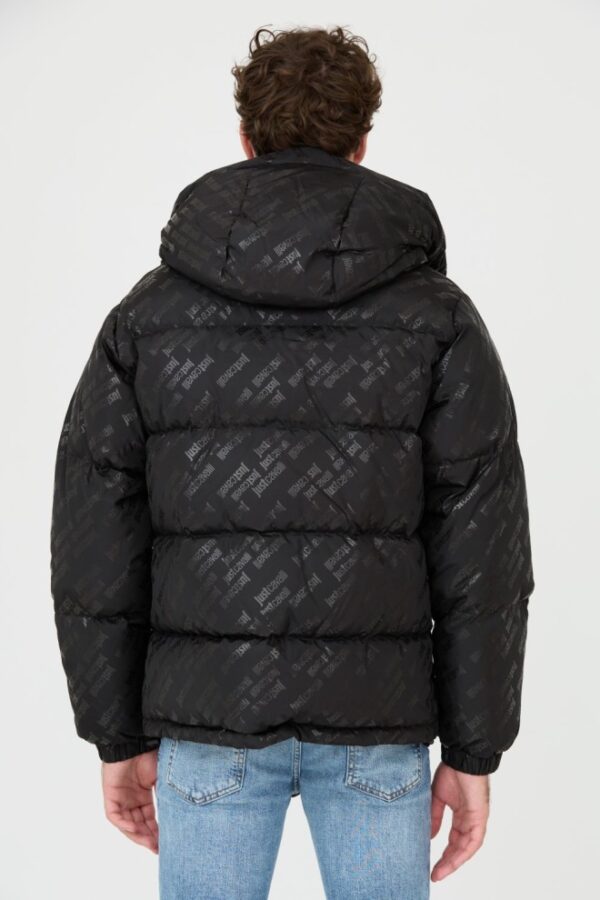 JUST CAVALLI Czarna męska kurtka R Print Logo, Rozmiar 50