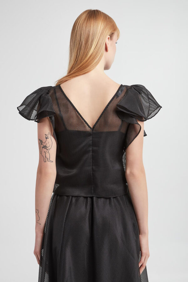 3a5fbd3988fc3d97e0c3a615bce9bcfbcedebe2a Bluzka damska z tafty KARL LAGERFELD