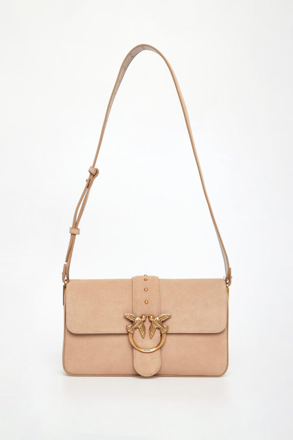 Torebka damska zamszowa skóra Love One Classic Slouchy Suede PINKO