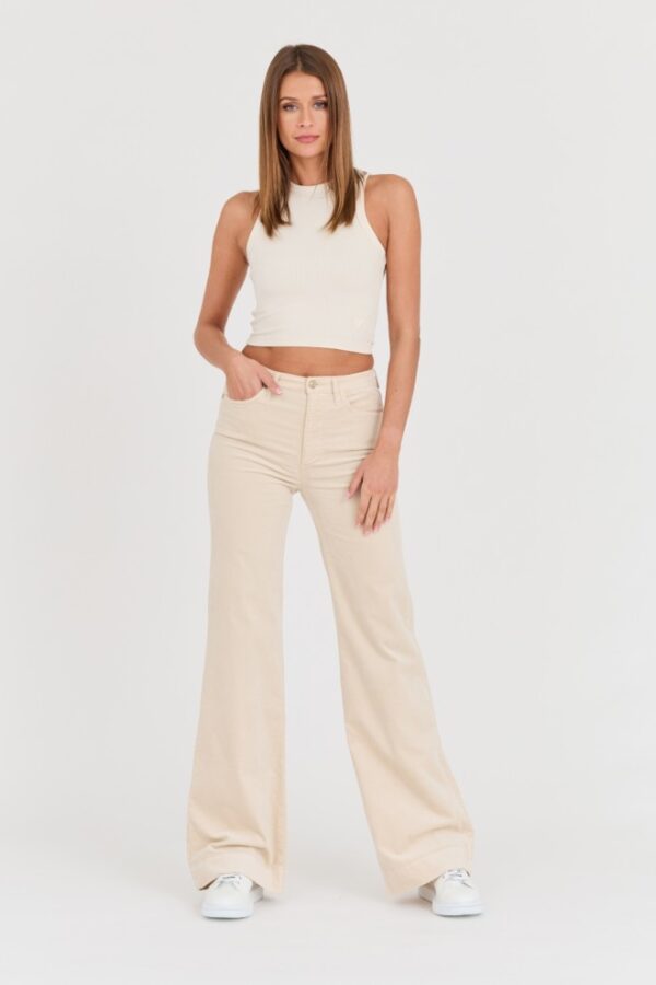 7 FOR ALL MANKIND Beżowe damskie spodnie Modern Dojo Velvet