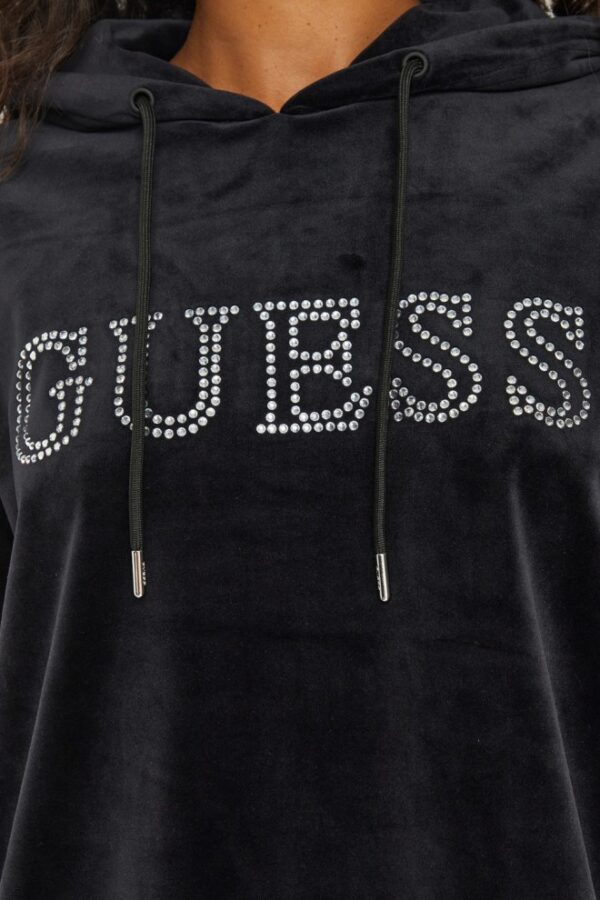 GUESS Сzarna damska długa welurowa bluza Couture