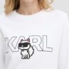 KARL LAGERFELD Biała bluza damska Ikon z nadrukiem