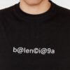 BALENCIAGA Męski czarny t-shirt z białym logo