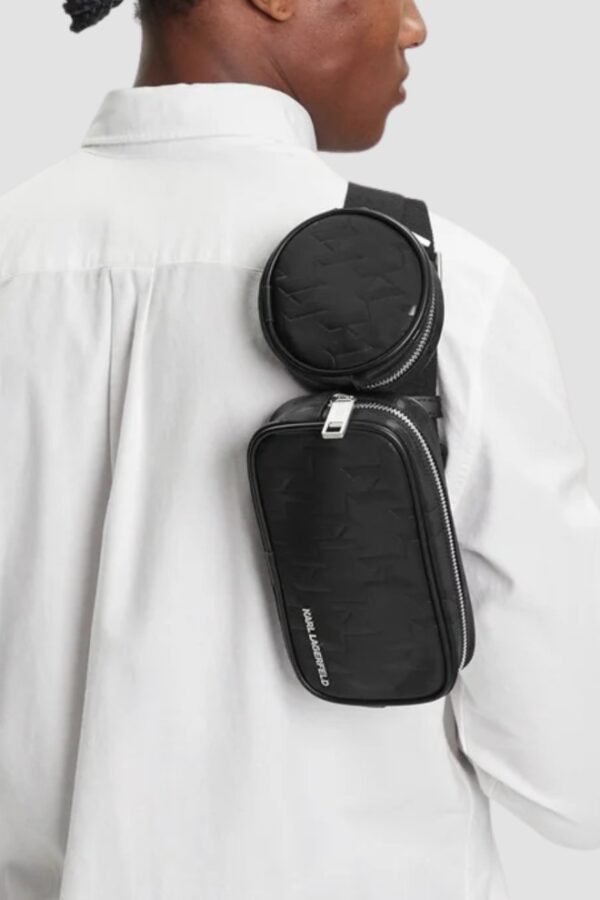 KARL LAGERFELD Czarna męska nerka podwójna z monograme