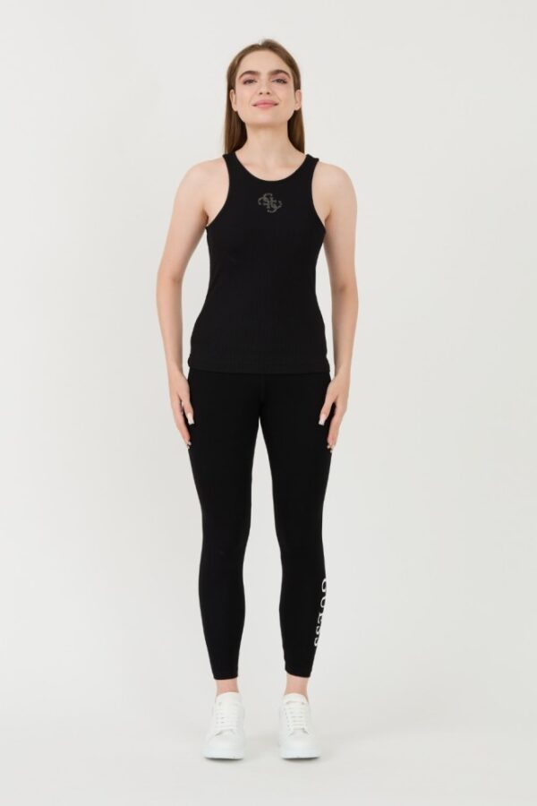 GUESS Czarny damski top Round Nk Guendalina