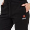 KENZO Czarne spodnie dresowe damskie z kwiatkiem
