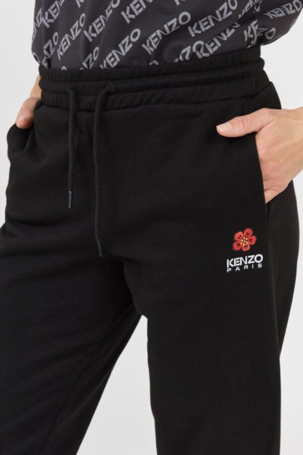 KENZO Czarne spodnie dresowe damskie z kwiatkiem