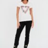 GUESS Biały damski t-shirt bawełniany z logo