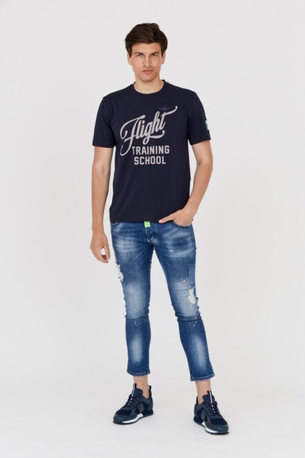 AERONAUTICA MILITARE Granatowy bawełniany t-shirt męski