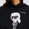 KARL LAGERFELD Czarna damska bluza z kapturem Ikon Aquarelle K