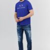 3dccd1efb7e535180ef4f6a9bc817559f7cf1c0f ARMANI EXCHANGE Niebieski t-shirt męski z białym logo